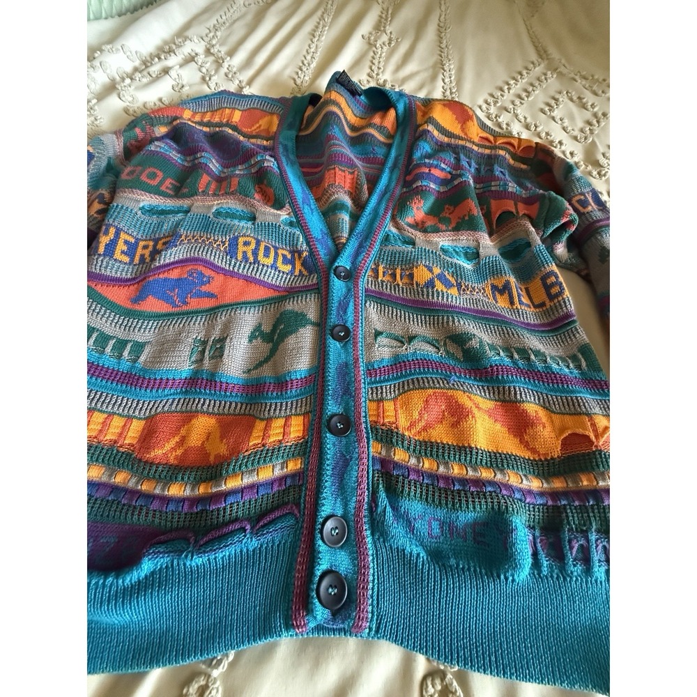 Vintage HySport Australia 100% Cotton Cardigan Sweater Men's Size 14 Coogi Style - Picture 15 of 16